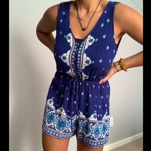 H&M Blue Boho-inspired Romper